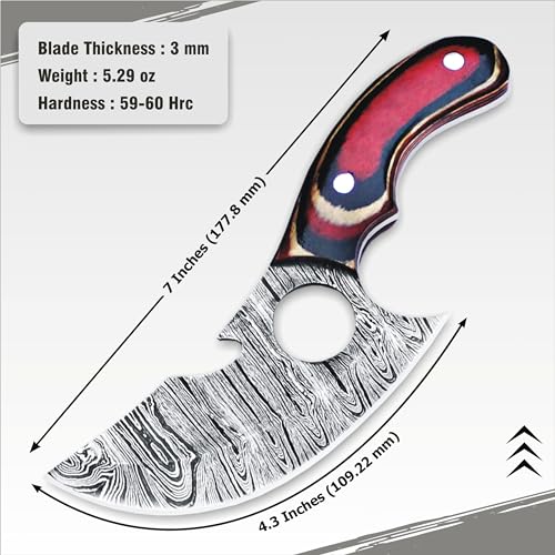 HUNTLUX Premium Ulu Chef Knife with Leather Sheath