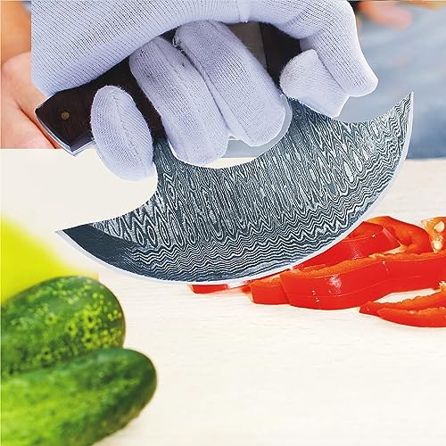 Damascus Steel Alaskan Ulu Knife with Sheath