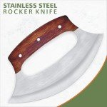 HUNTLUX Stainless Steel Alaskan Ulu Knife & Stand