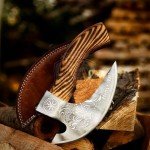 Ulu Pizza Cutter Axe with Sheath and Wooden Handle