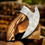 Ulu Pizza Cutter Axe with Sheath and Wooden Handle