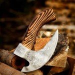 Ulu Pizza Cutter Axe with Sheath and Wooden Handle