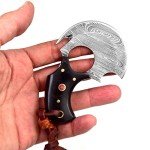 Damascus Steel Alaskan Ulu Knife with Rosewood Handle