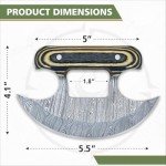 Damascus Steel Ulu Knife with Sheath and Handle