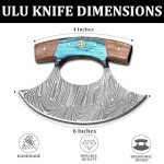 Custom Damascus Steel Ulu Knife with Sheath