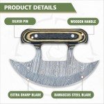 Damascus Steel Ulu Knife with Sheath and Handle