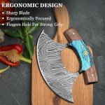 Custom Damascus Steel Ulu Knife with Sheath