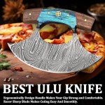 Custom Damascus Steel Ulu Knife with Sheath
