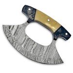 HIVE BLADES Damascus Ulu Pizza Cutter with Sheath