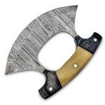 HIVE BLADES Damascus Ulu Pizza Cutter with Sheath