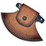 HIVE BLADES Damascus Ulu Pizza Cutter with Sheath