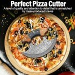 Damascus Ulu Knife with Leather Sheath & Handle