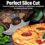 Damascus Ulu Knife with Leather Sheath & Handle