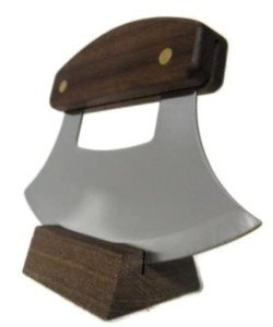 Alaska Walnut Ulu Knife with Wood Stand