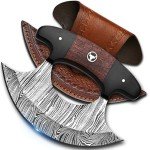 Damascus 5.5" Ulu Knife with Sheath