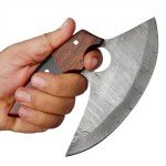 Custom Handmade Damascus Ulu Pizza Cutter Knife