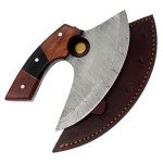 Custom Handmade Damascus Ulu Pizza Cutter Knife