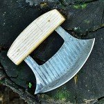 Damascus Steel Ulu Knife for Kitchen Chopping
