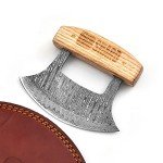 Damascus Steel Ulu Knife for Kitchen Chopping