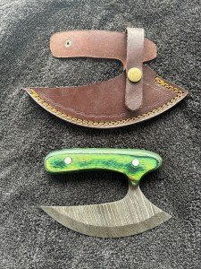 Custom Handmade Twist Damascus Steel Ulu Knife