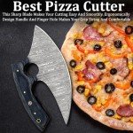 Damascus Ulu Knife with Leather Sheath - 7 Inch