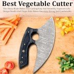 Damascus Ulu Knife with Leather Sheath - 7 Inch