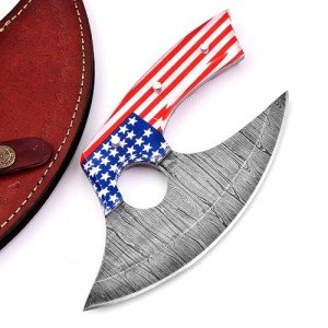 Damascus Steel Ulu Knife with Sheath - Versatile Use