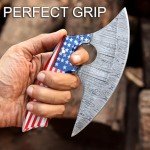 Damascus Steel Ulu Knife with Sheath - Versatile Use