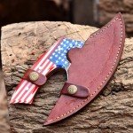 Damascus Steel Ulu Knife with Sheath - Versatile Use