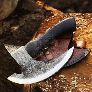 Ulu Pizza Cutter Axe with Sheath and Sharp Blade