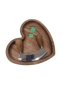 Heart-Shaped ULU Knife and Cutting Bowl Set