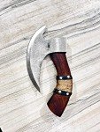 Ulu Pizza Cutter Axe with Sheath and Wooden Handle