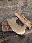 Authentic Alaskan Moose Ulu Knife with Stand