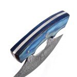 Damascus Ulu Knife with Leather Sheath, 6
