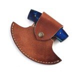 Damascus Ulu Knife with Leather Sheath, 6