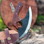 Alaskan Ulu Knife W/Sheath, HAND FORGED Carbon Steel Pizza Cutter Full Tang