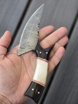 Damascus Steel Ulu Hunting Knife with Bone Handle