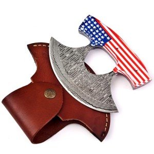Damascus Steel Ulu Knife with Sheath