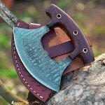 Damascus Steel Ulu Knife with Sheath - Pizza Cutter
