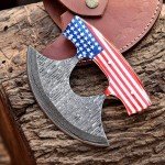 Damascus Steel Ulu Knife with Sheath