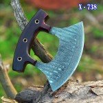 Damascus Steel Ulu Knife with Sheath - Pizza Cutter