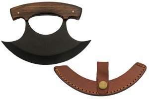 Rite Edge Ulu Knife with Wood Handle & Sheath