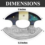 Damascus Ulu Knife with Leather Sheath & Handle