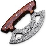 Handmade Damascus Steel 6" Ulu Knife with Rosewood Handle