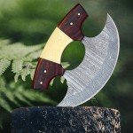 Damascus Steel Alaskan Ulu Knife with Sheath