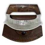 Damascus Steel Ulu Knife with Sheath - 6