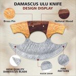 Damascus Steel Ulu Knife with Sheath - 6