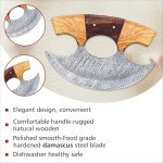 Damascus Steel Ulu Knife with Sheath - 6