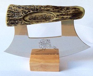Alaska Ulu Antler Handle with Etched Blade