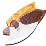 Damascus Rocker Ulu Knife Pizza Cutter - Olive Wood